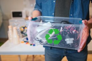 Box of wires and electronics for recycling