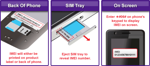 To find your IMEI code, detach the battery and look at the IMEI field on the phone.