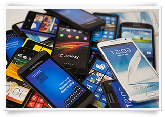 pile of old mobile phones to be recycled