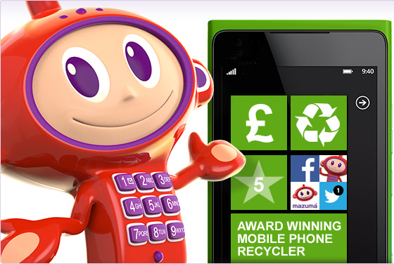 Maz 3d character render, standing next to a mobile phone